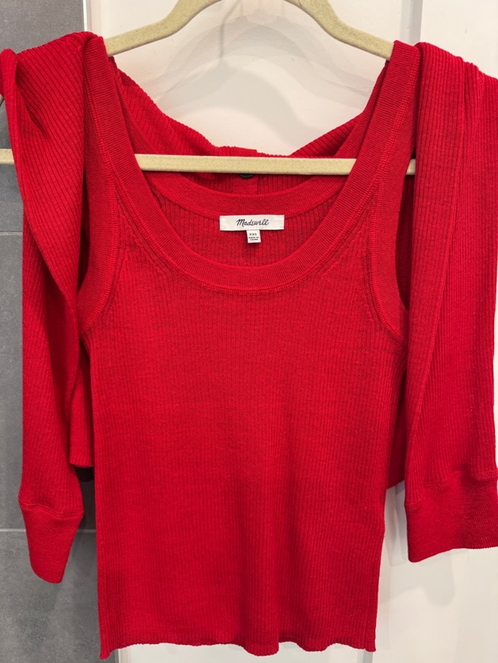 Madewell Vibrant Red Line  Tank & sweater set
